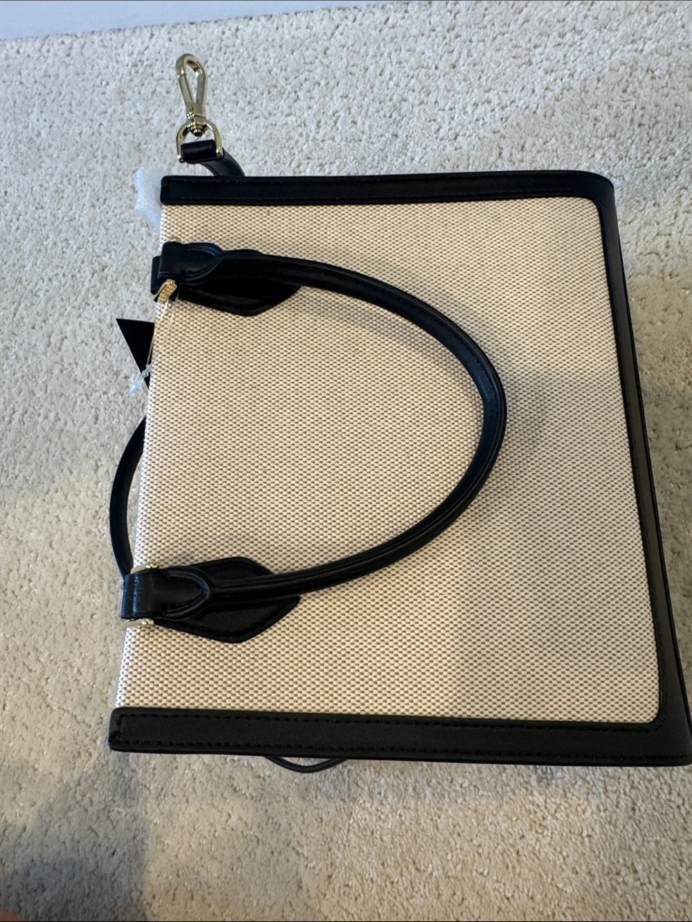 kate spade New York Black & Cream Canvas Tote new $339